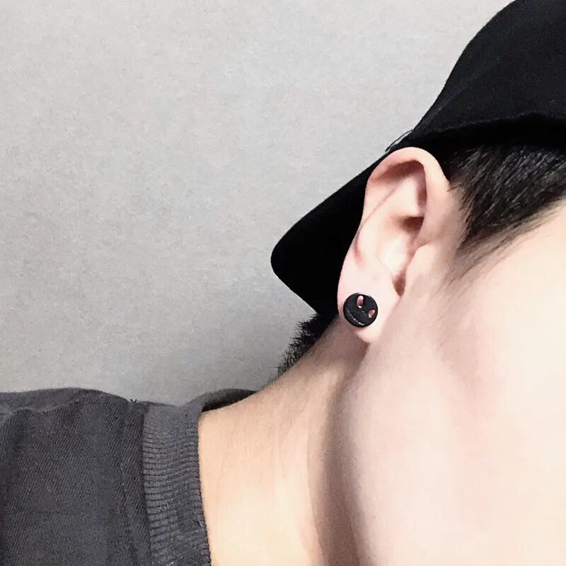 Fashion Titanium Round Cake Stud Earrings