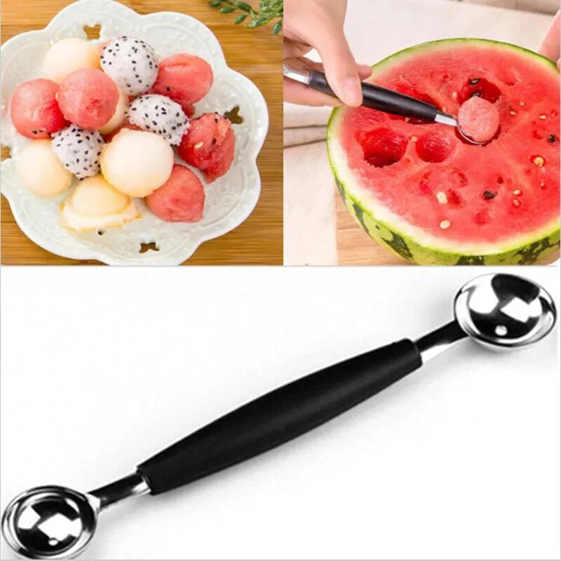 Watermelon Melon Ball Fruit & Ice Cream Sorbet Scoop Stainless Steel Double Head