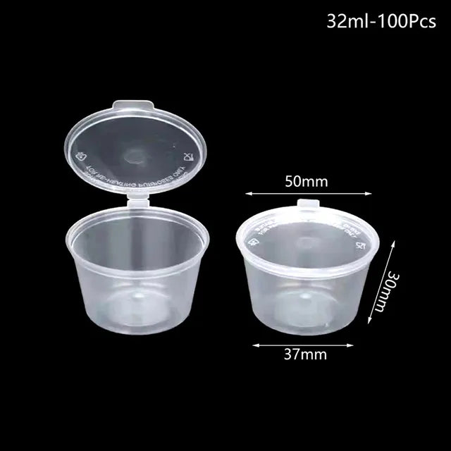 100pcs Disposable Clear Plastic Sauce Pot 20-40ML