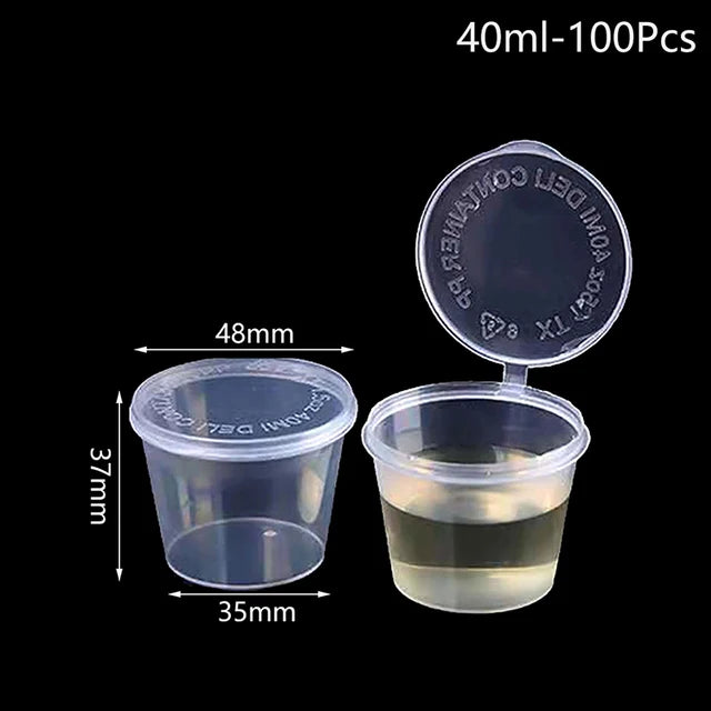 100pcs Disposable Clear Plastic Sauce Pot 20-40ML