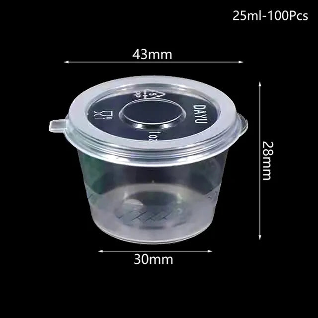 100pcs Disposable Clear Plastic Sauce Pot 20-40ML