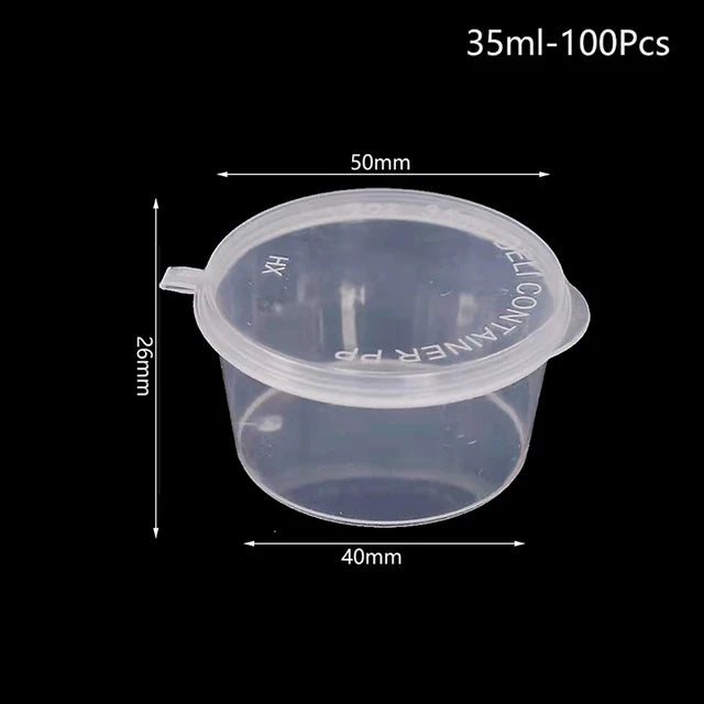 100pcs Disposable Clear Plastic Sauce Pot 20-40ML