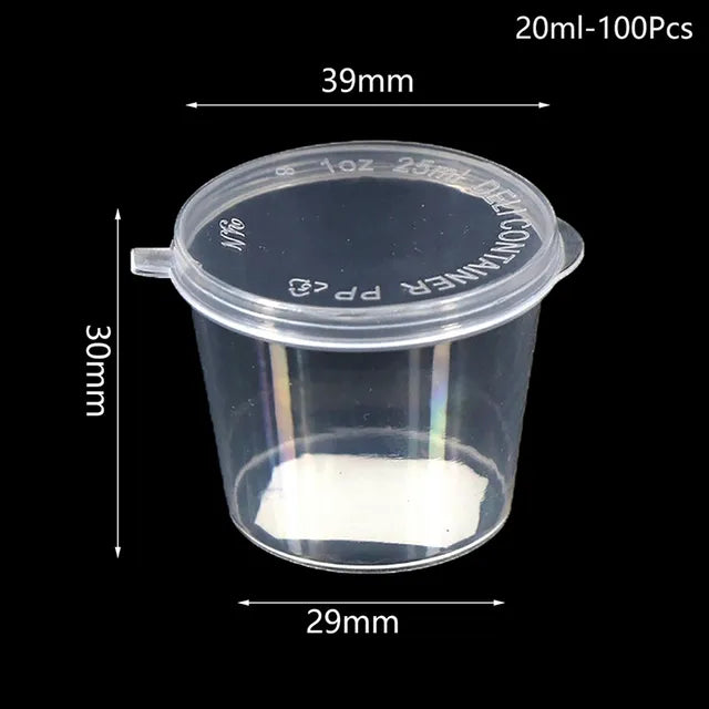 100pcs Disposable Clear Plastic Sauce Pot 20-40ML