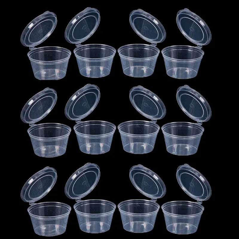 100pcs Disposable Clear Plastic Sauce Pot 20-40ML