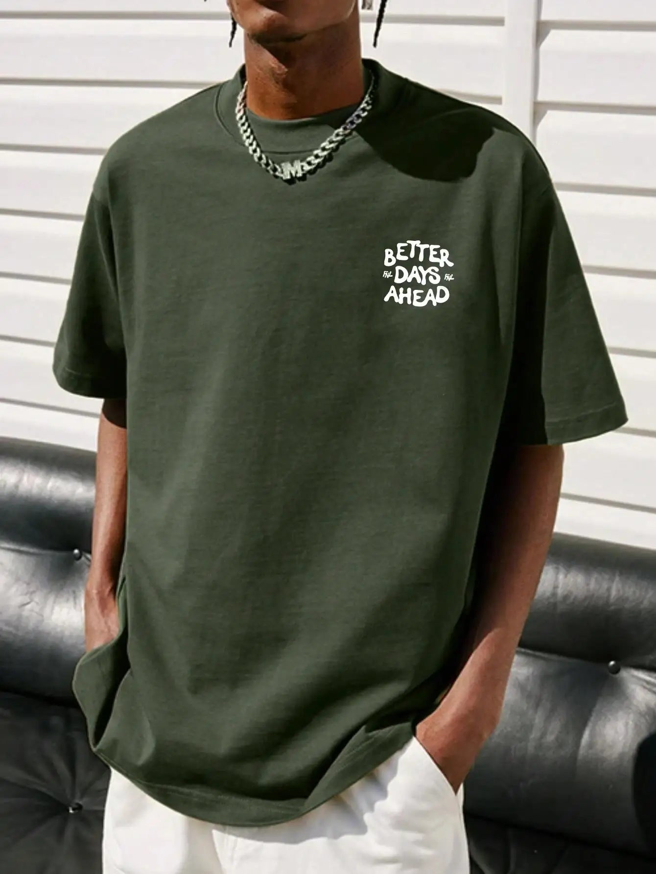 Better Days Ahead Men's O-Neck Casual Oversize T-Shirt
