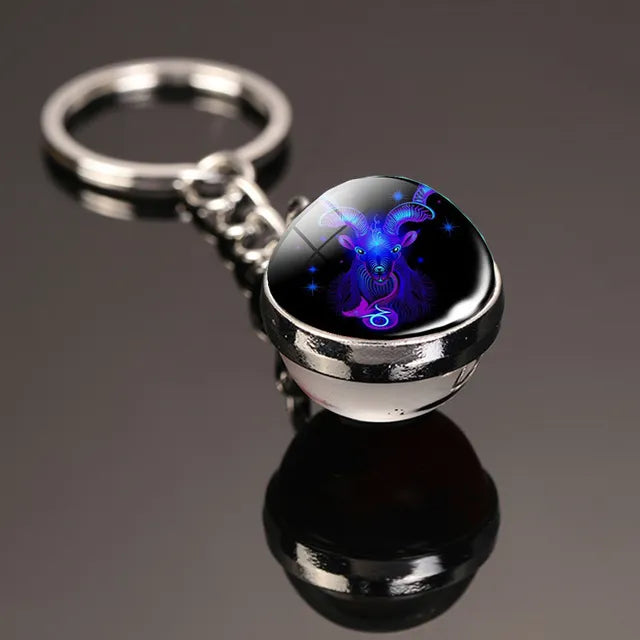 Creative 12 Constellation Glowing Key chain Time Stone