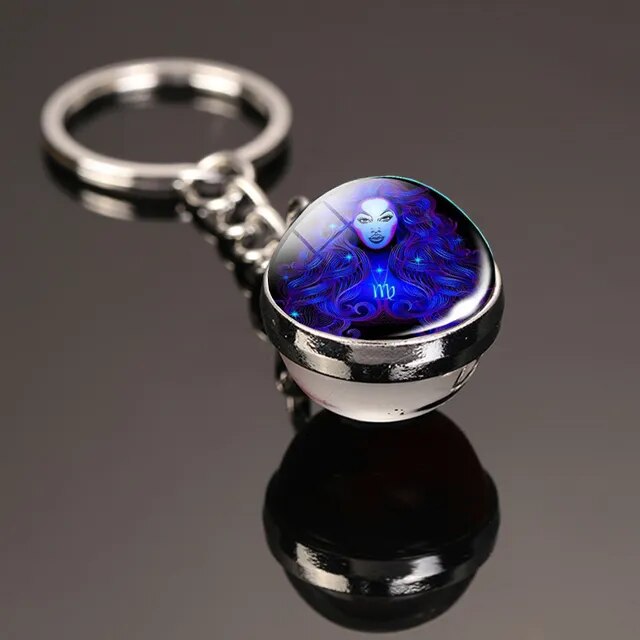 Creative 12 Constellation Glowing Key chain Time Stone