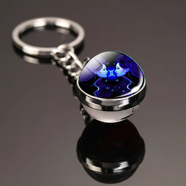 Creative 12 Constellation Glowing Key chain Time Stone