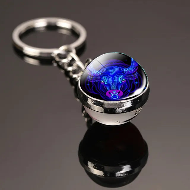 Creative 12 Constellation Glowing Key chain Time Stone