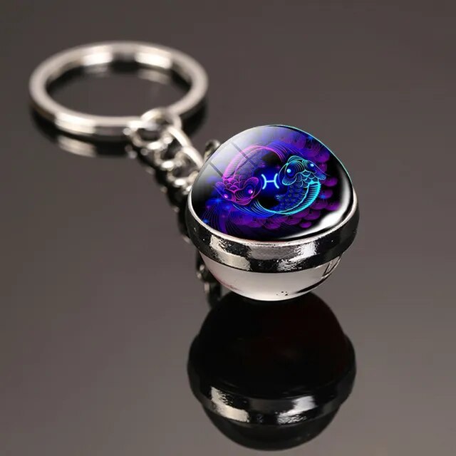 Creative 12 Constellation Glowing Key chain Time Stone