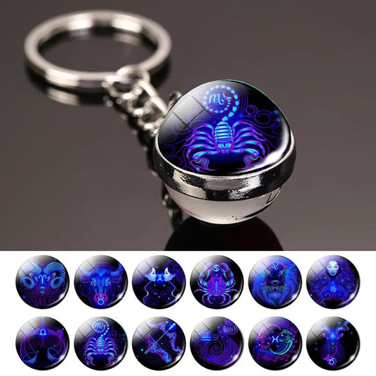 Creative 12 Constellation Glowing Key chain Time Stone