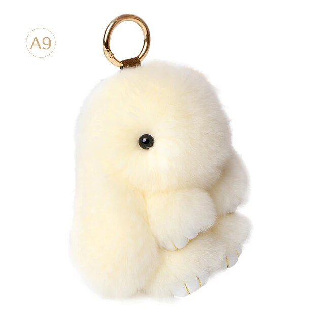 Fluffy Rabbit Fur Pompon Bunny Keychain