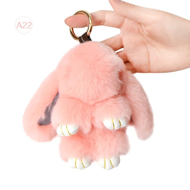 Fluffy Rabbit Fur Pompon Bunny Keychain