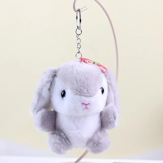 Fluffy Rabbit Fur Pompon Bunny Keychain