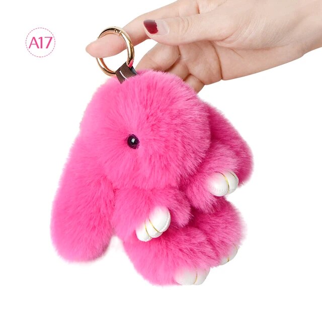 Fluffy Rabbit Fur Pompon Bunny Keychain