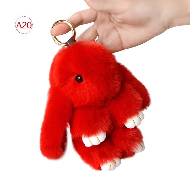 Fluffy Rabbit Fur Pompon Bunny Keychain