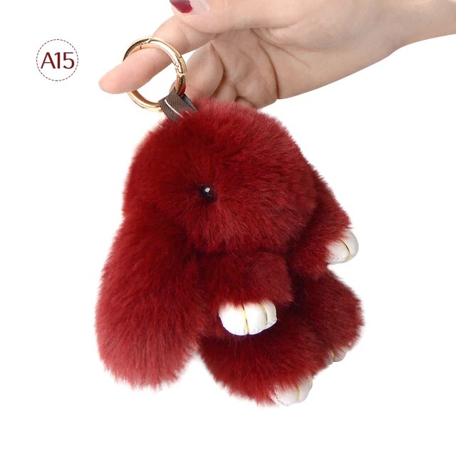 Fluffy Rabbit Fur Pompon Bunny Keychain