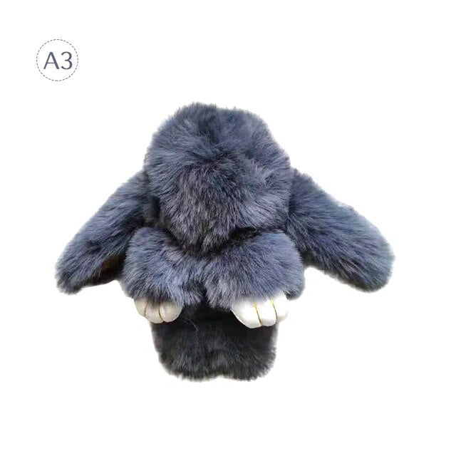 Fluffy Rabbit Fur Pompon Bunny Keychain