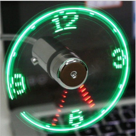 Mini USB Fan Portable LED Clock