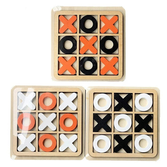 NEW Tic Tac Toe Kids Brain Training Wooden Chess Board