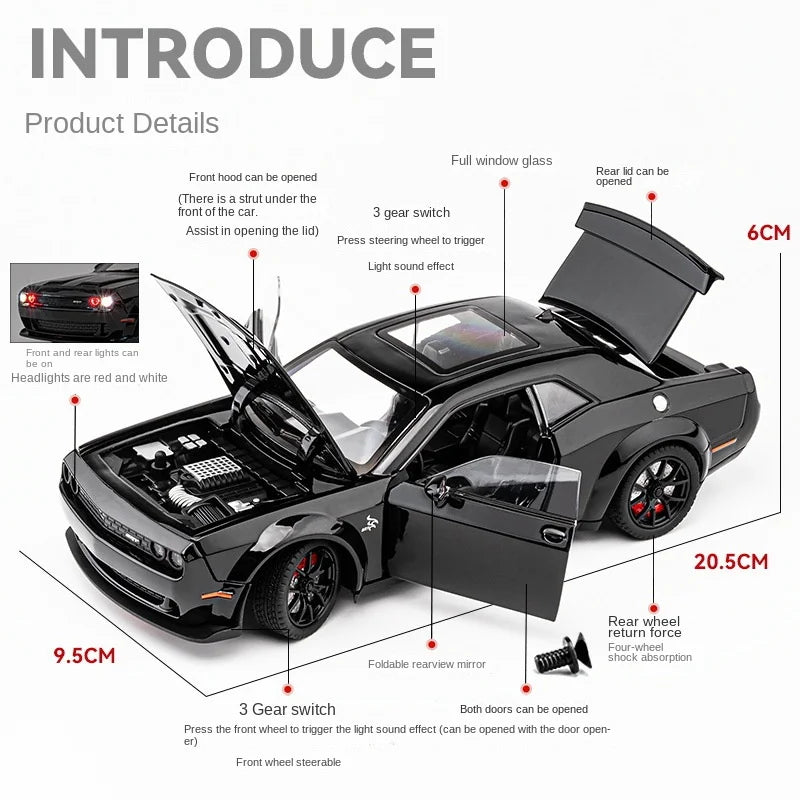 Dodge Challenger Hellcat Car Model With Sound and Light