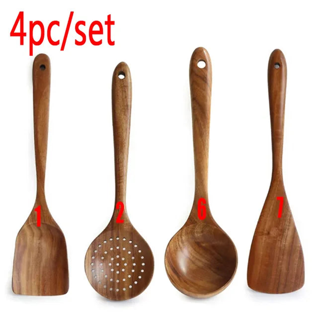 Natural Wooden Utensils Set for Kitchen