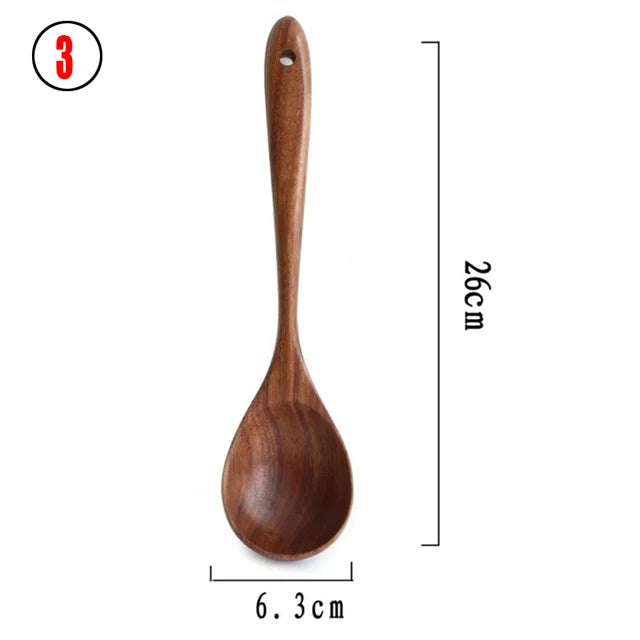 Natural Wooden Utensils Set for Kitchen