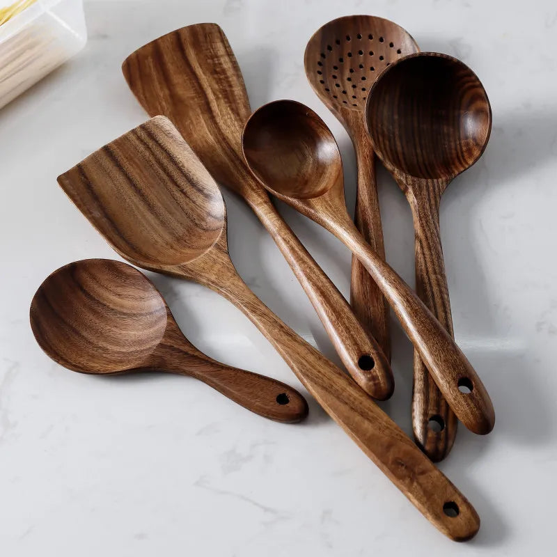 Natural Wooden Utensils Set for Kitchen