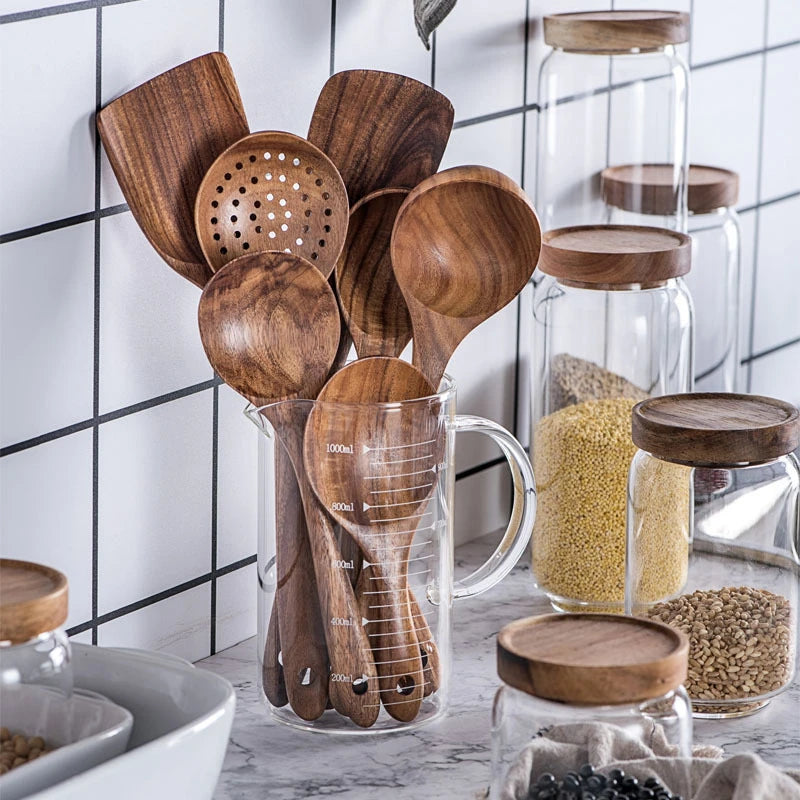 Natural Wooden Utensils Set for Kitchen