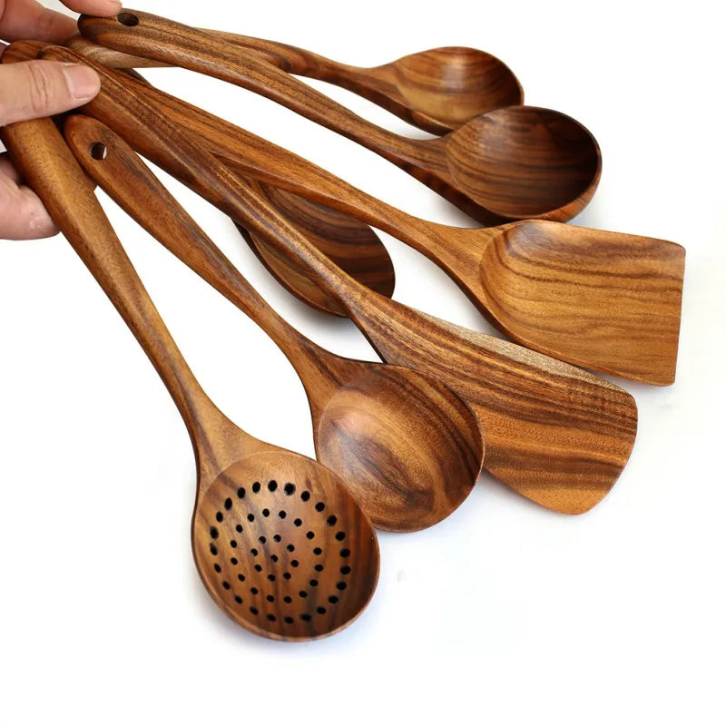 Natural Wooden Utensils Set for Kitchen