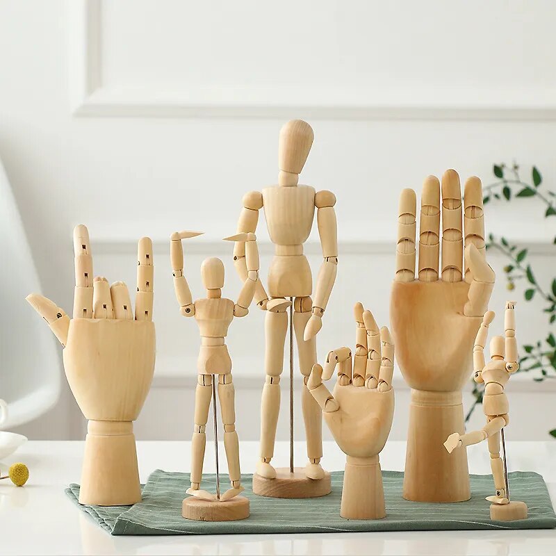 Wooden Hand Figurines Rotatable Joint Hand Model