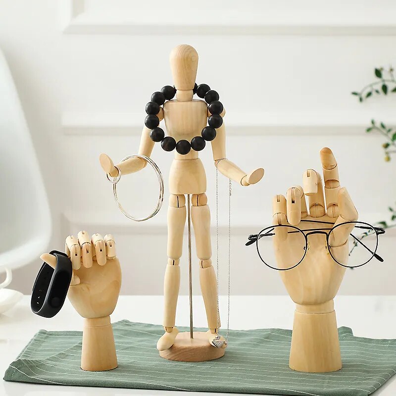 Wooden Hand Figurines Rotatable Joint Hand Model